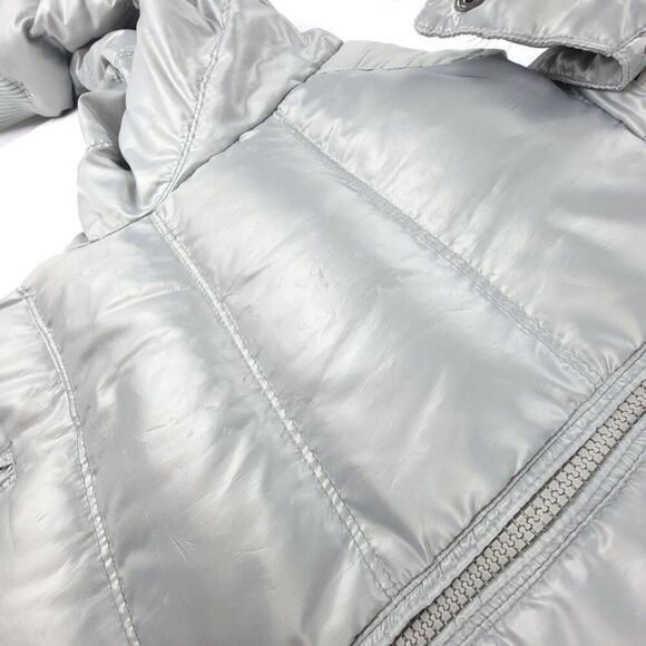 UNIQLO Gorpcore Metallic Silver Chrome Down Puffer Hoodie Jacket Parka Large - Picture 6 of 12